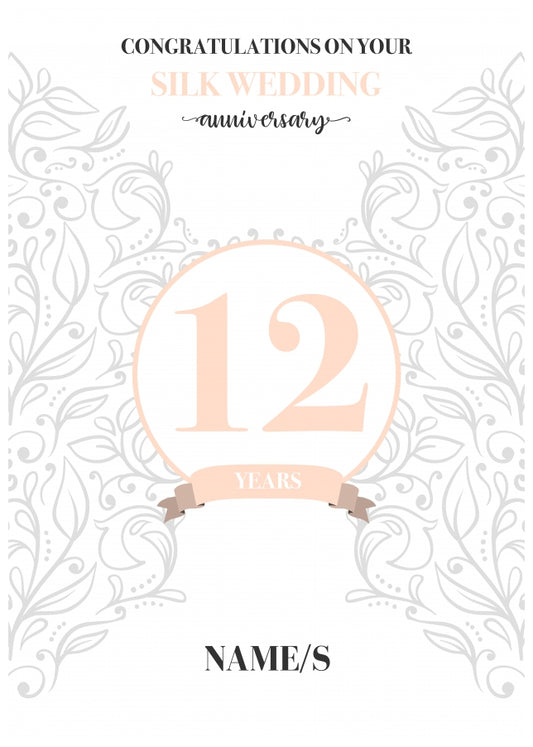 Personalised 12th Anniversary Card (Silk Wedding Anniversary)