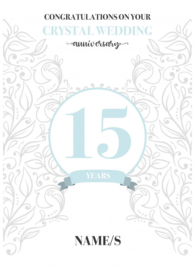 Personalised 15th Anniversary Card (Crystal Wedding Anniversary)