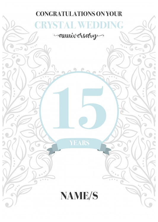 Personalised 15th Anniversary Card (Crystal Wedding Anniversary)