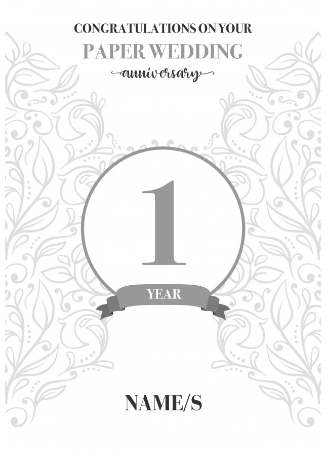 Personalised 1st Anniversary Card (Paper Wedding Anniversary)