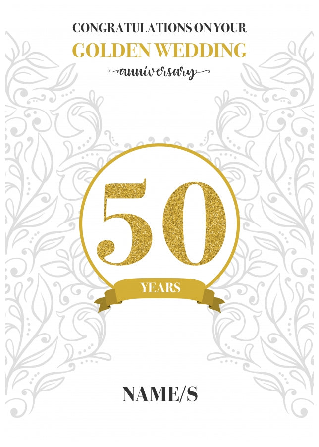 Personalised 50th Anniversary Card (Golden Wedding Anniversary)