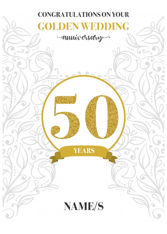 Personalised 50th Anniversary Card (Golden Wedding Anniversary)