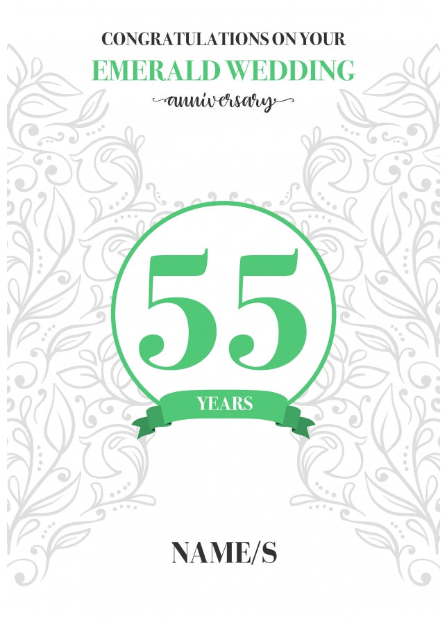 Personalised 55th Anniversary Card (Emerald Wedding Anniversary)