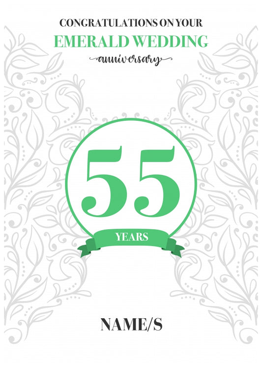 Personalised 55th Anniversary Card (Emerald Wedding Anniversary)