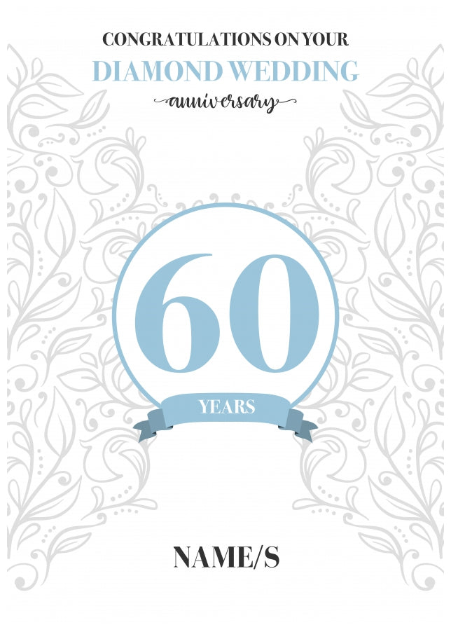 Personalised 60th Anniversary Card (Diamond Wedding Anniversary)