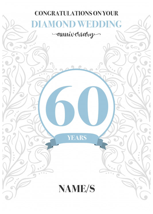 Personalised 60th Anniversary Card (Diamond Wedding Anniversary)