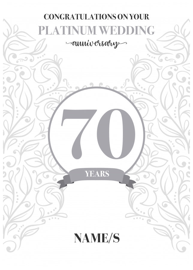 Personalised 70th Anniversary Card (Platinum Sapphire Wedding Anniversary)