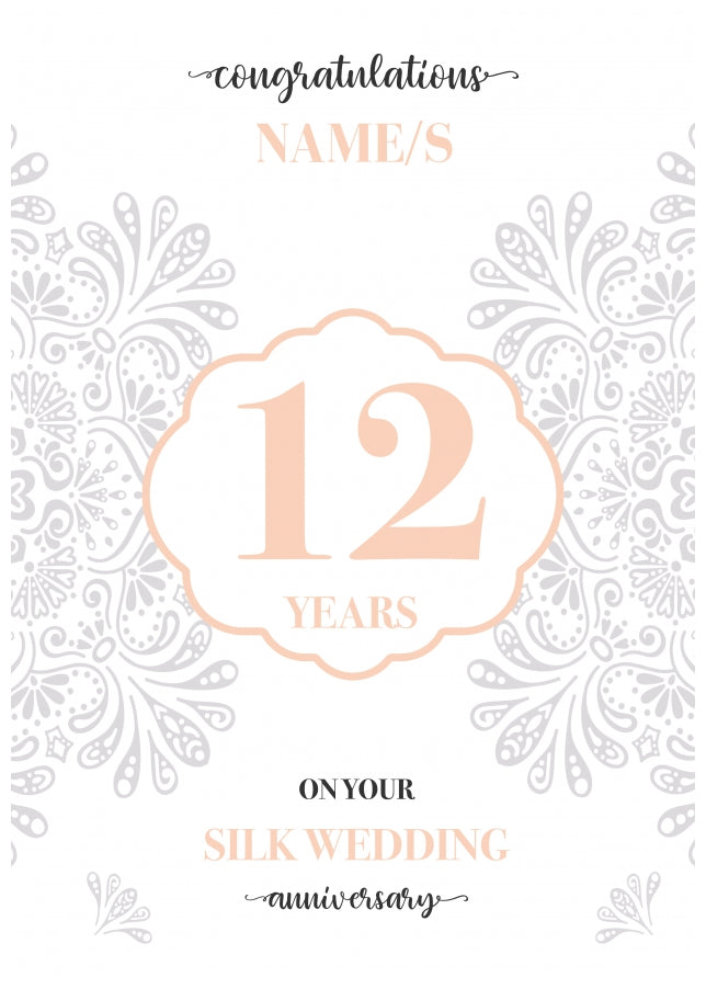 Personalised 12th Wedding Anniversary Card (Silk Wedding Anniversary)