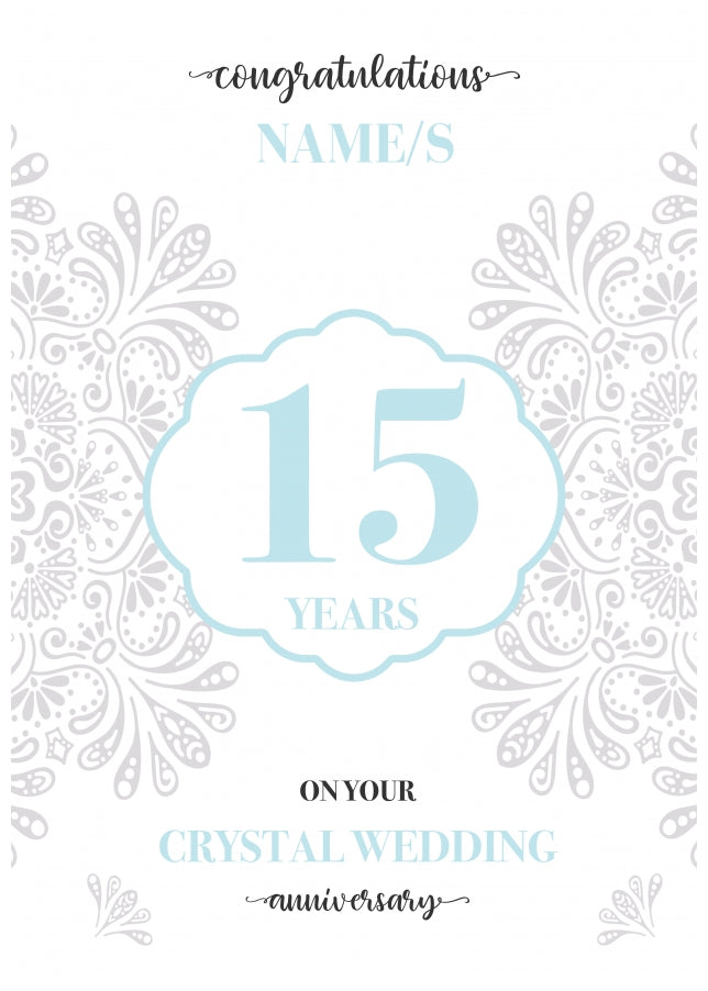 Personalised 15th Wedding Anniversary Card (Crystal Wedding Anniversary)