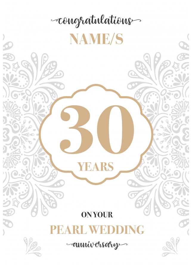 Personalised 30th Wedding Anniversary Card (Pearl Wedding Anniversary)