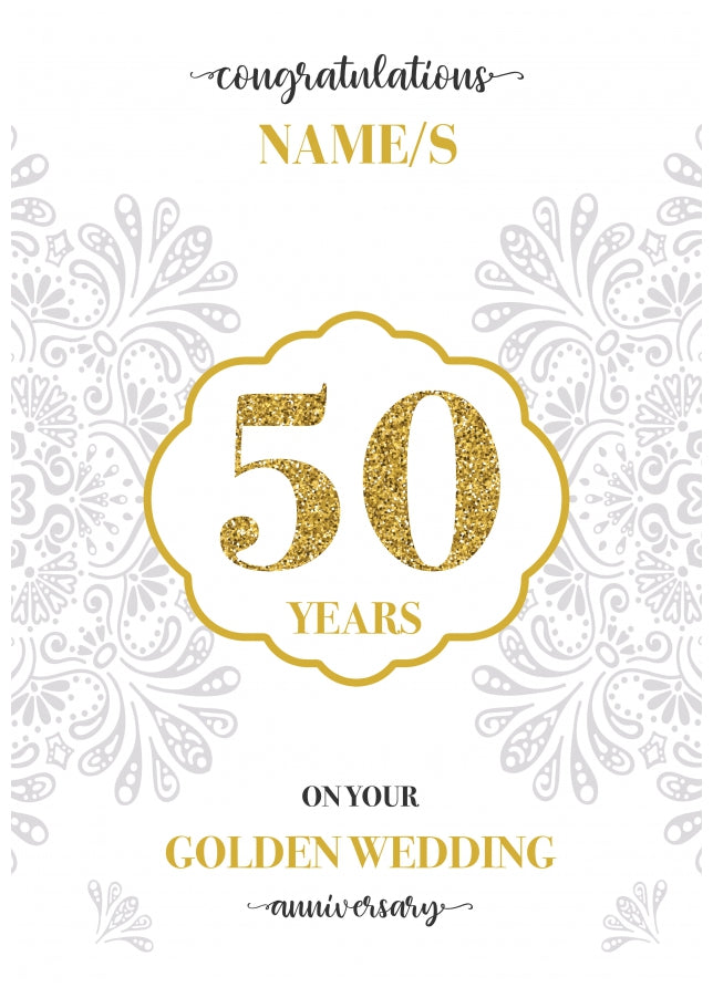 Personalised Golden Wedding Anniversary Cards (50th Anniversary Cards)