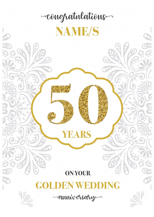 Personalised Golden Wedding Anniversary Cards (50th Anniversary Cards)