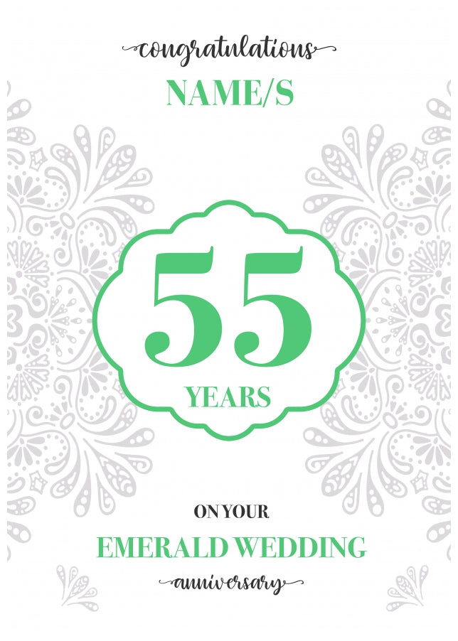 Personalised 55th Wedding Anniversary Card (Emerald Wedding Anniversary)