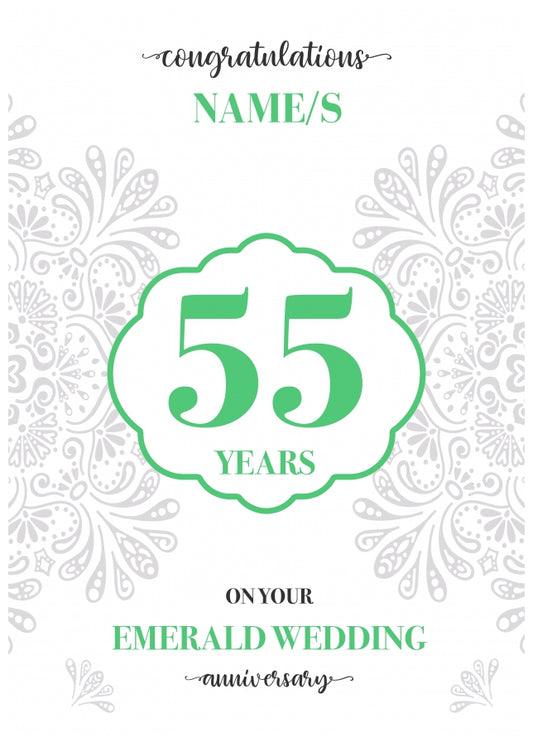 Personalised 55th Wedding Anniversary Card (Emerald Wedding Anniversary)