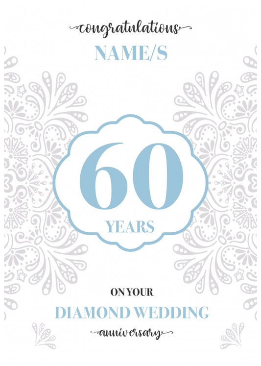 Personalised 60th Wedding Anniversary Cards (Diamond Wedding Anniversary Card)