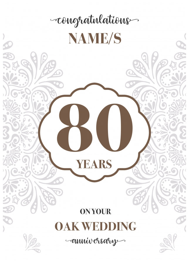 Personalised 80th Wedding Anniversary Card (Oak Wedding Anniversary)