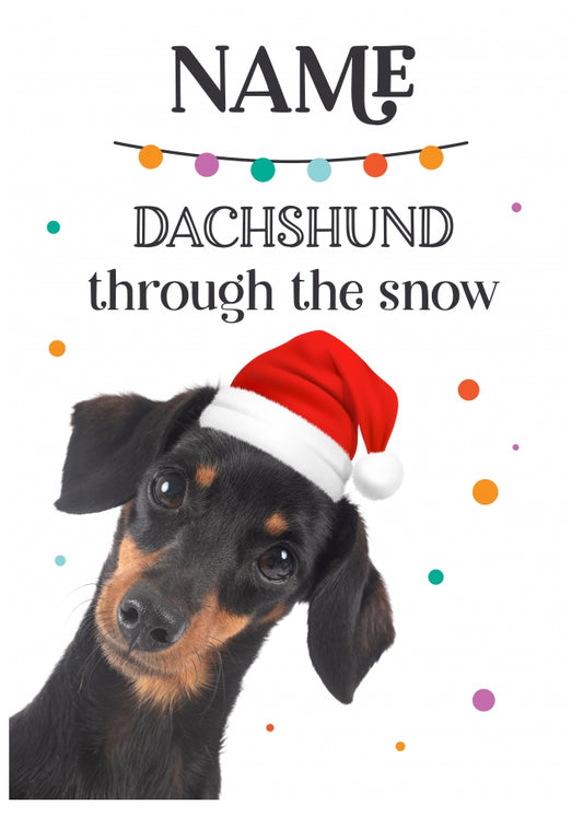 Personalised Dachshund Through the Snow Christmas Card