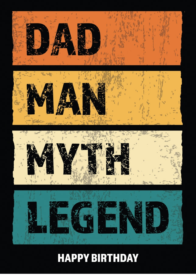 Funny Dad Birthday Cards - Man Myth Legend - Happy Birthday From Son or Daughter