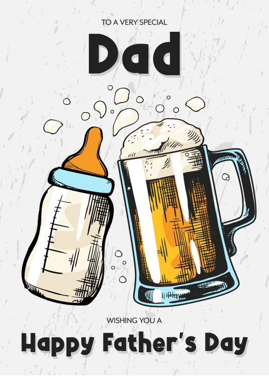 Father's Day Card from Baby Boy, Girl or Unborn - Beer and Bottle