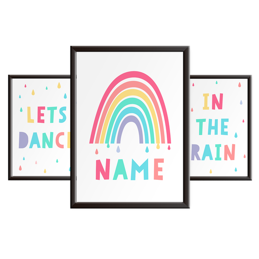 Girls Let's Dance in the Rain Nursery Wall Art Print Set