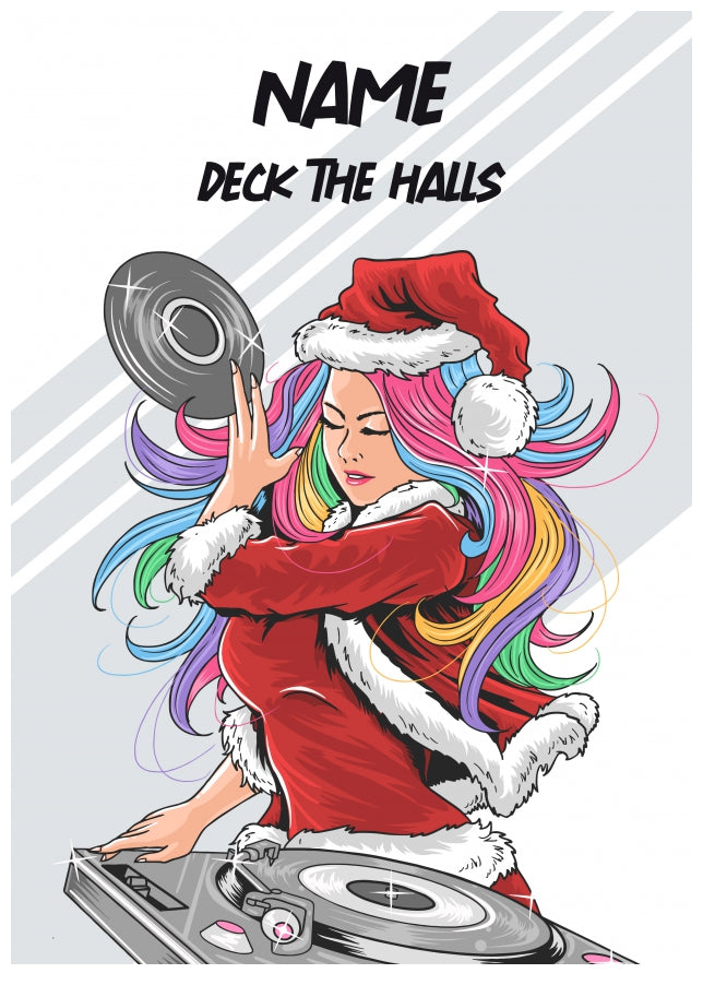 DJ Christmas Card for Her, Friend or Family Member - Deck the Halls!