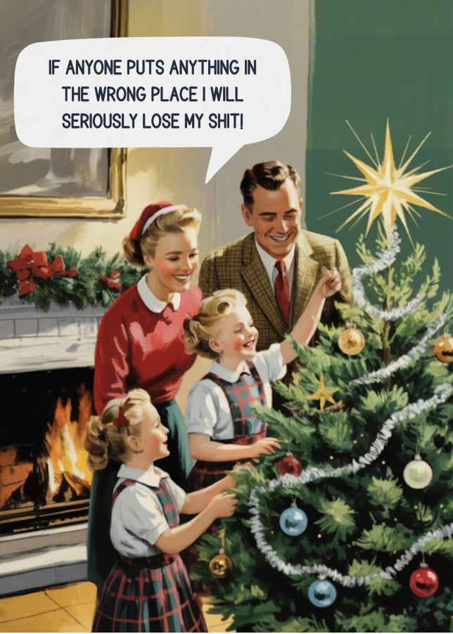 Funny Christmas Card for Mum, Wife or Girlfriend - Decorating Christmas Tree