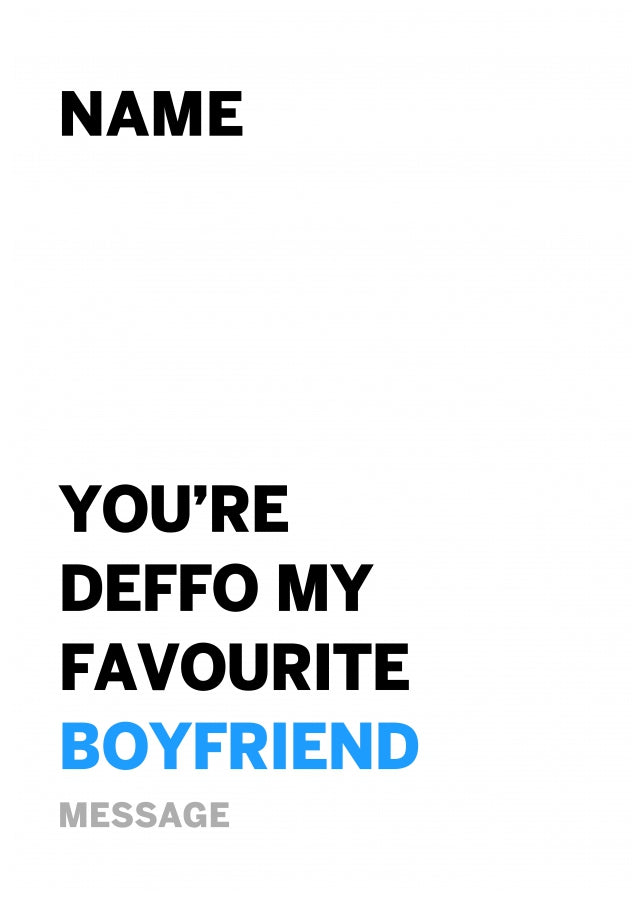 Personalised Deffo Favourite Boyfriend Card