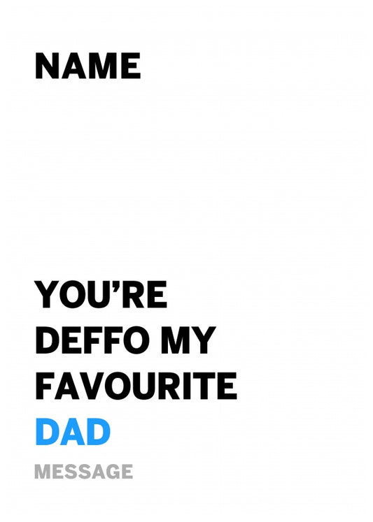 Personalised Deffo Favourite Dad Card