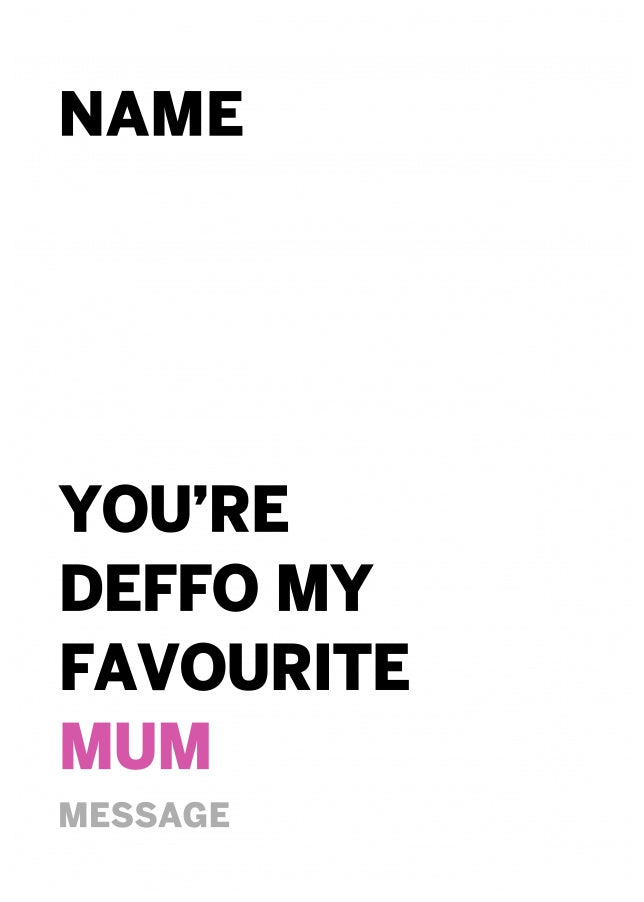 Personalised Deffo Favourite Mum Card