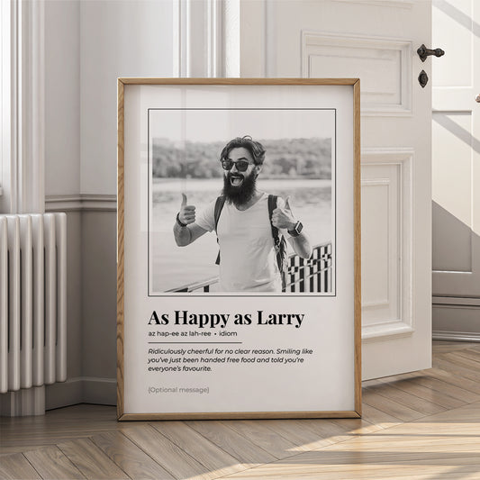 Funny Wall Art Print - As Happy As Larry Dictionary Style Definition Poster - {VARIATION}