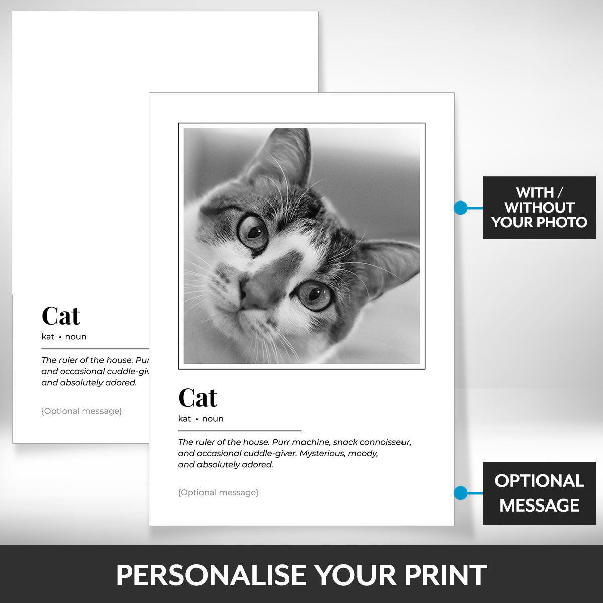 What can be personalised on this cat photo frame