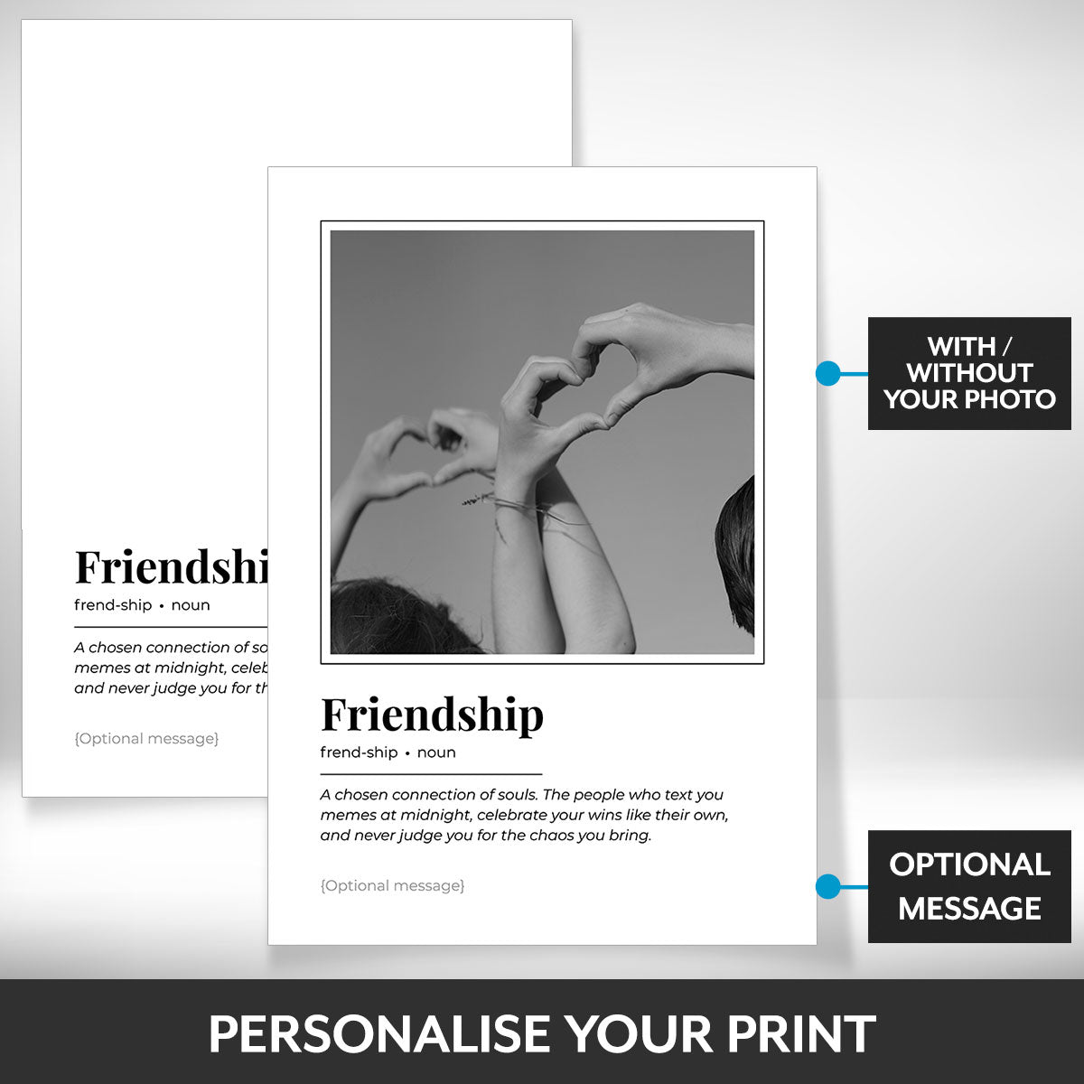 What can be personalised on this friendship photo frame