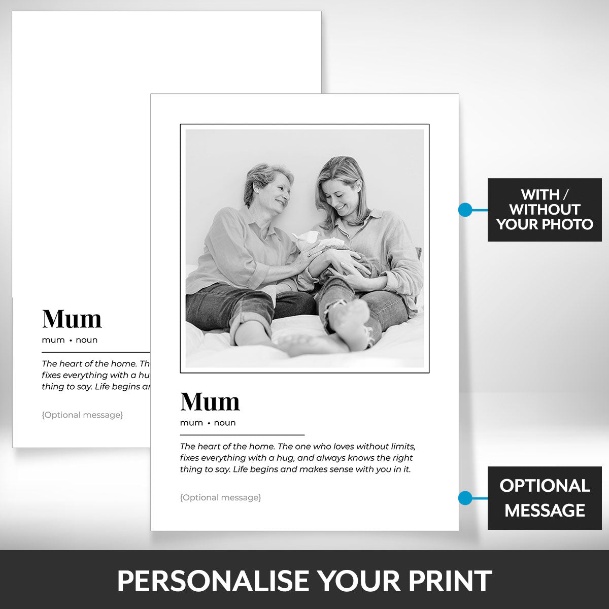 What can be personalised on this personalised gifts for mum