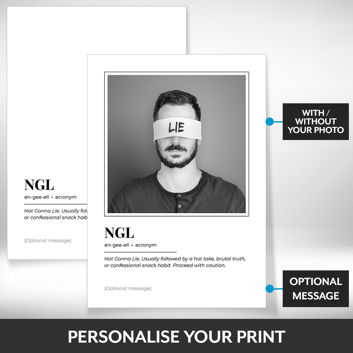 What can be personalised on this funny photo frame