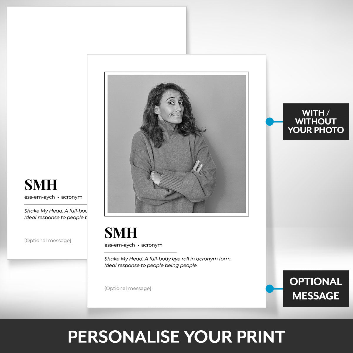 What can be personalised on this funny photo frame