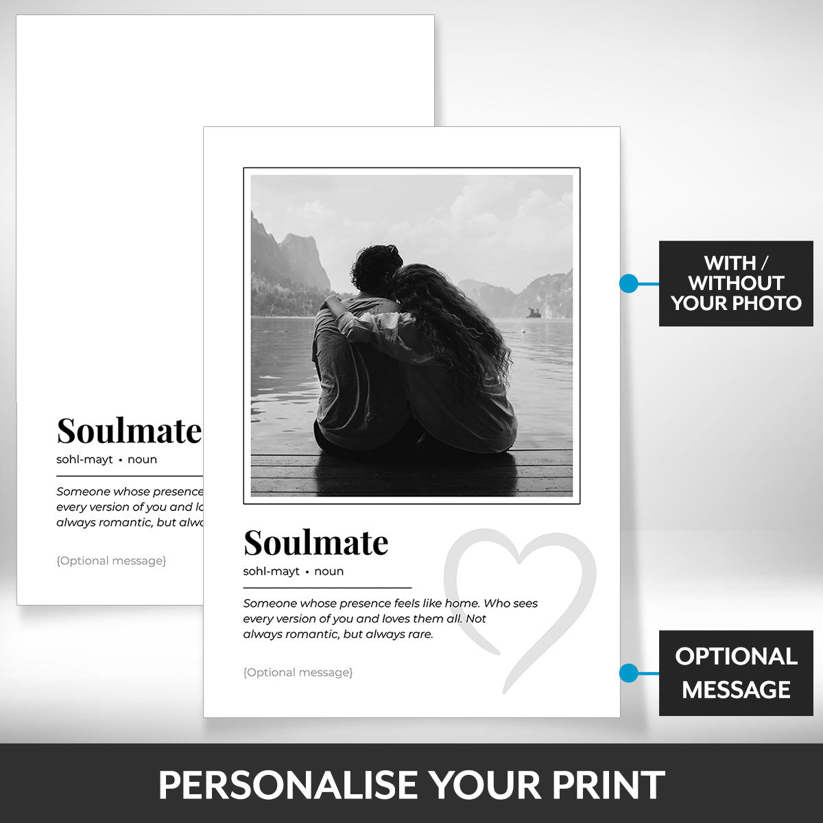 What can be personalised on this soulmate photo frame