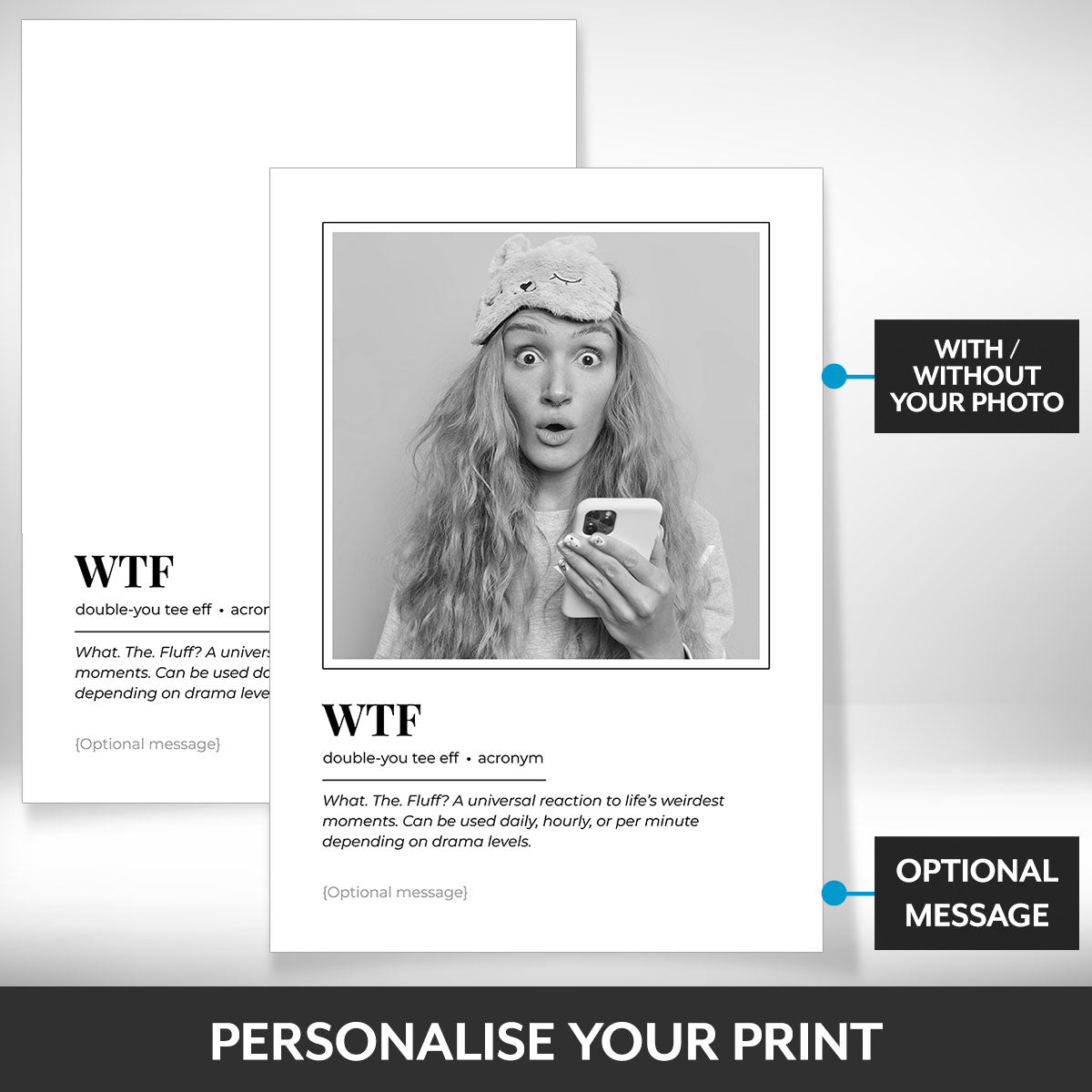 What can be personalised on this funny photo frame