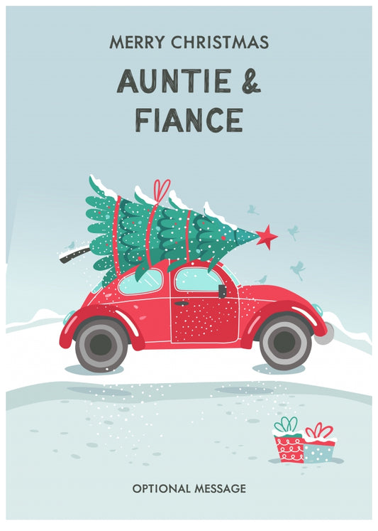 Auntie and Fiance Christmas Card - Delivering a Tree