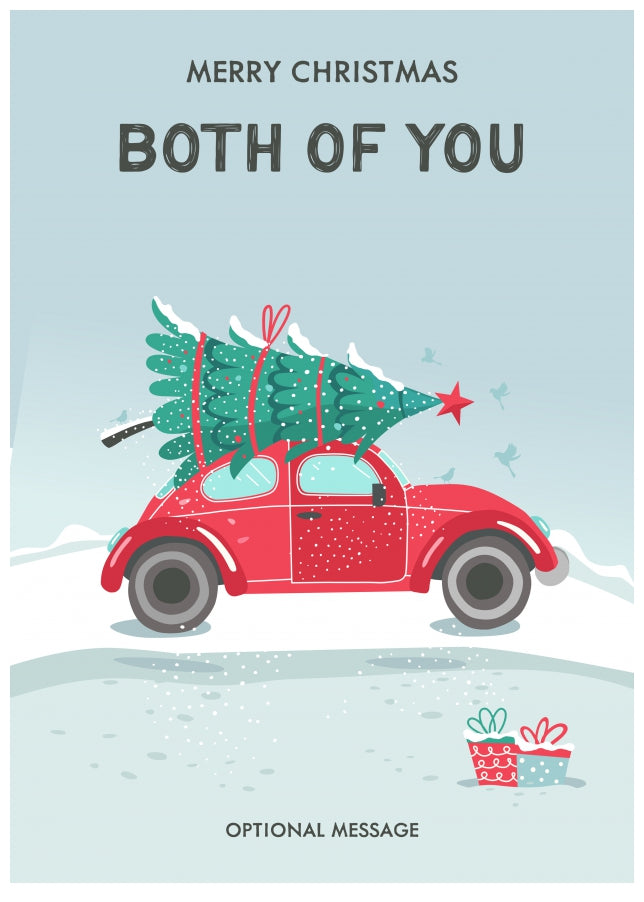 Both Of You Christmas Card - Delivering a Tree