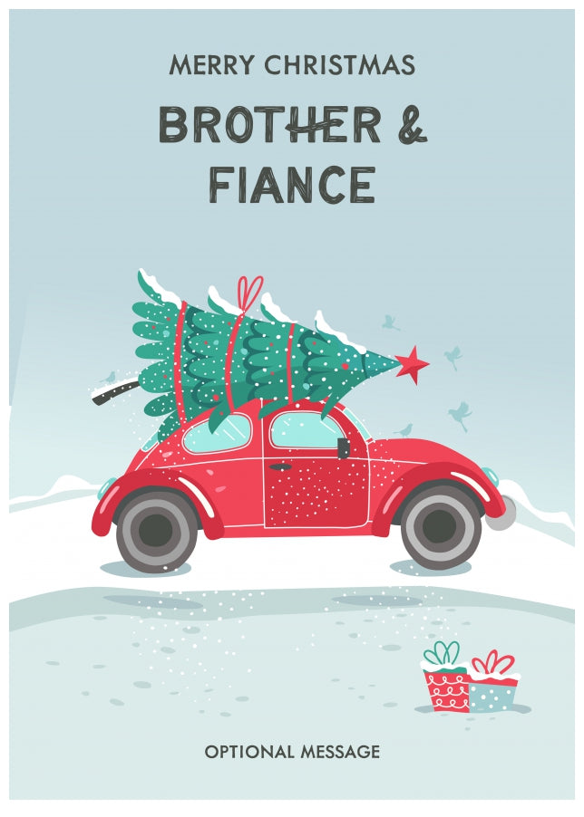 Brother and Fiance Christmas Card - Delivering a Tree