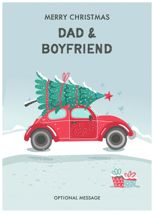 Dad and Boyfriend Christmas Card - Delivering a Tree