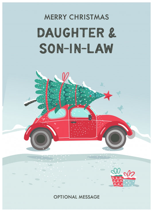 Daughter and Son-in-law Christmas Card - Delivering a Tree