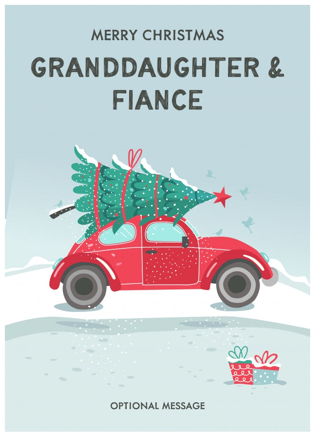 Granddaughter and Fiance Christmas Card - Delivering a Tree