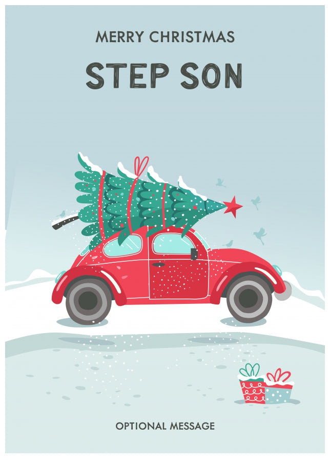 Step Son Christmas Card - Delivering a Tree