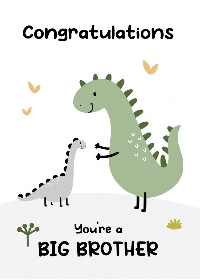 New Big Brother Cards and Gifts - Dinosaur Card for Sibling to Welcome ...