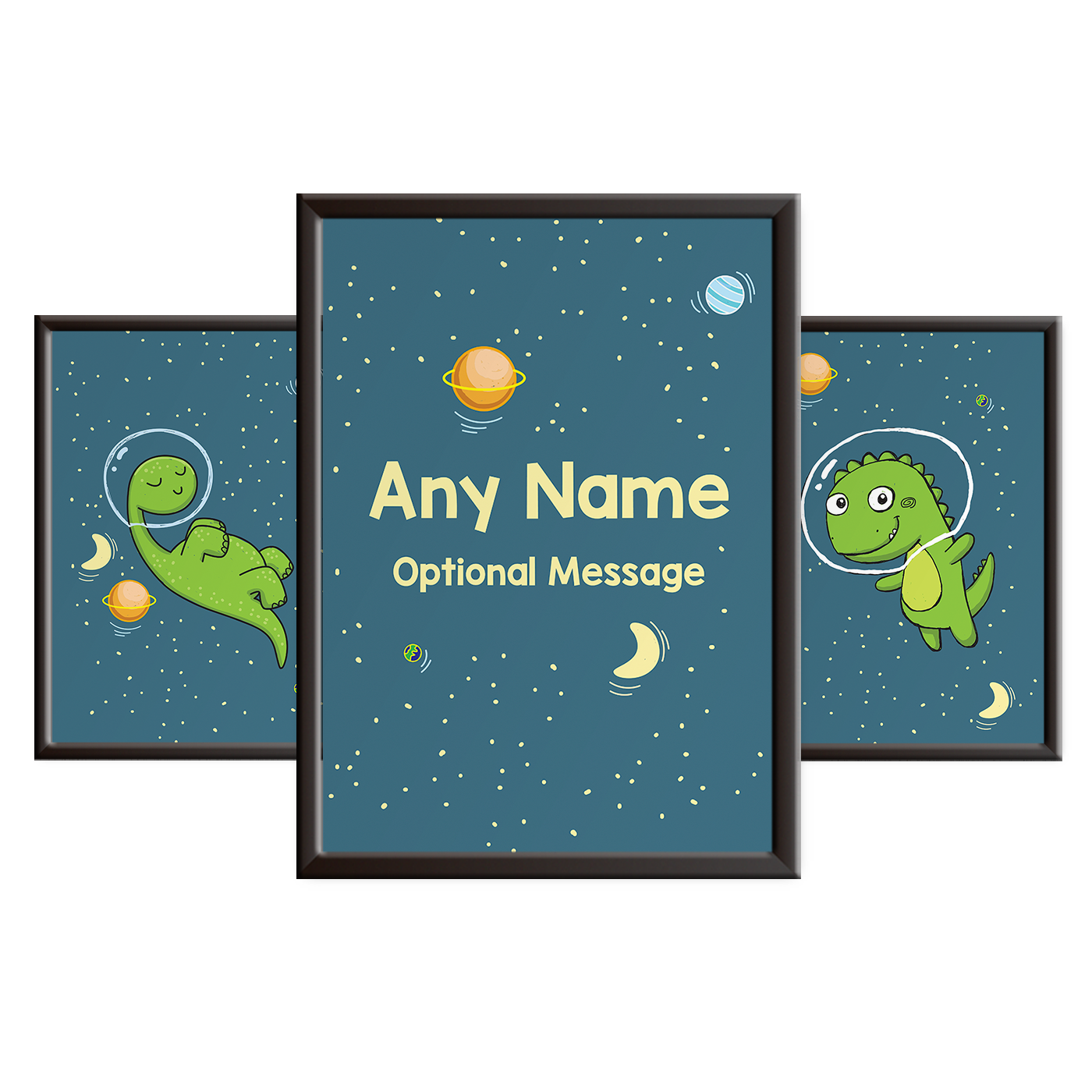 Dinosaurs in Space - Personalised Nursery Print Set for Boys