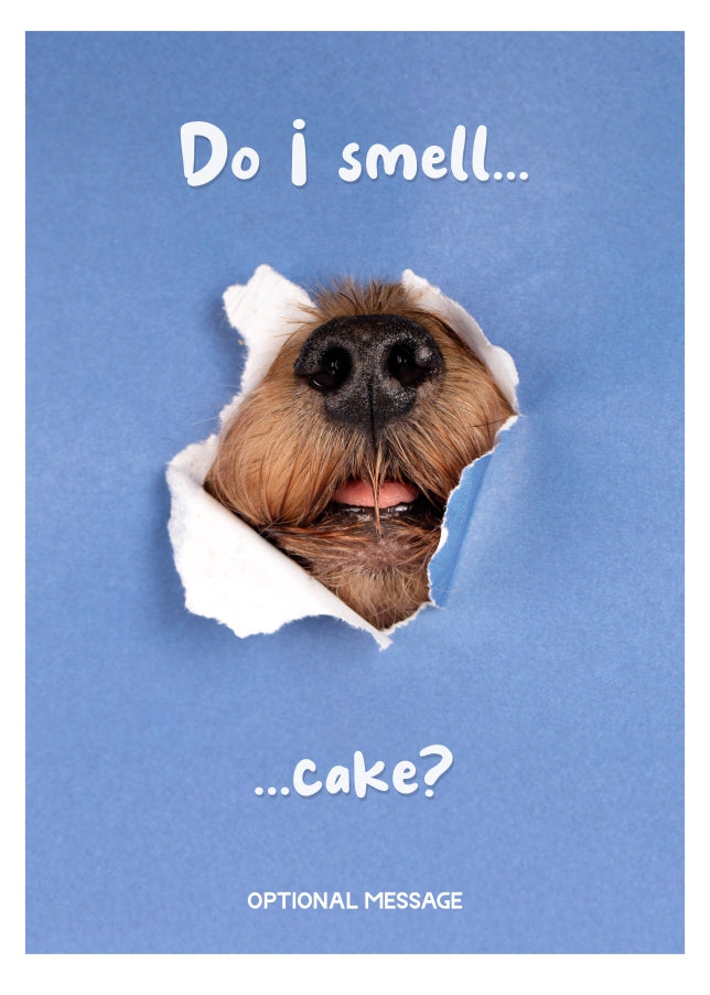 Funny Dog Birthday Card - Do I Smell Cake