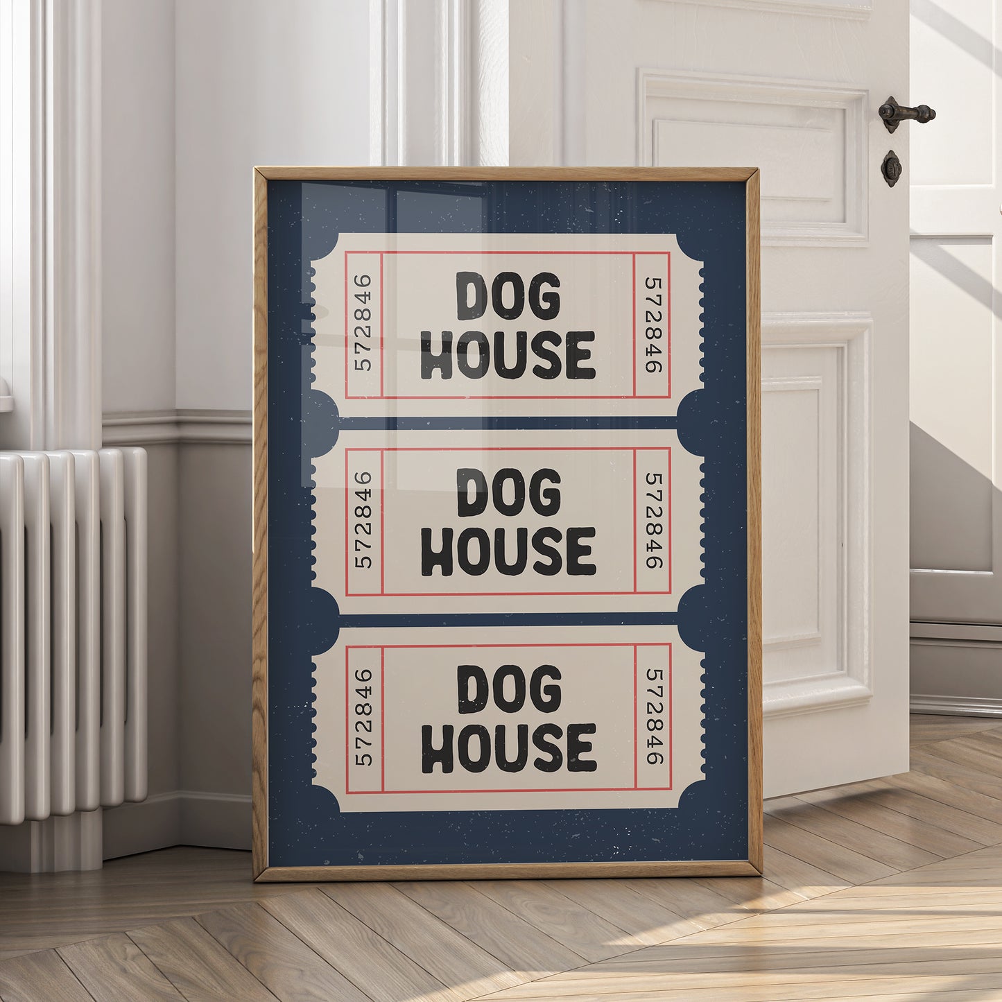 Dog House Print - Retro Ticket - Digital Download