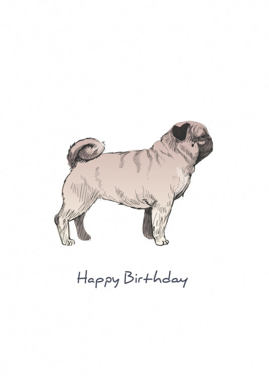 Pug Birthday Card for Dog Dad, Mum or Birthday Card from Dog!