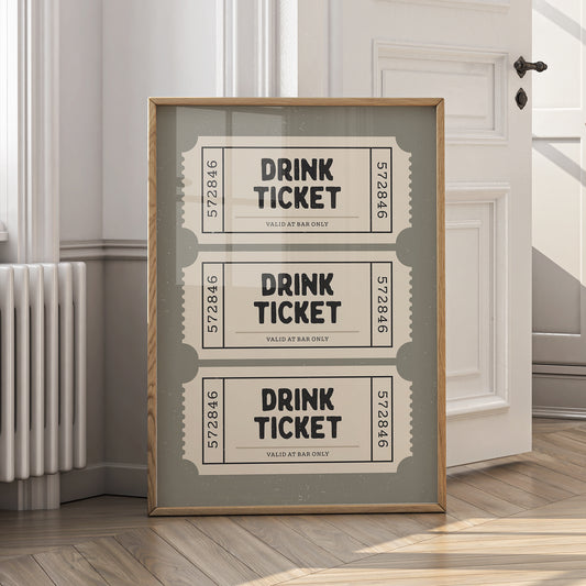 Drink Ticket Print - Retro Ticket - Digital Download